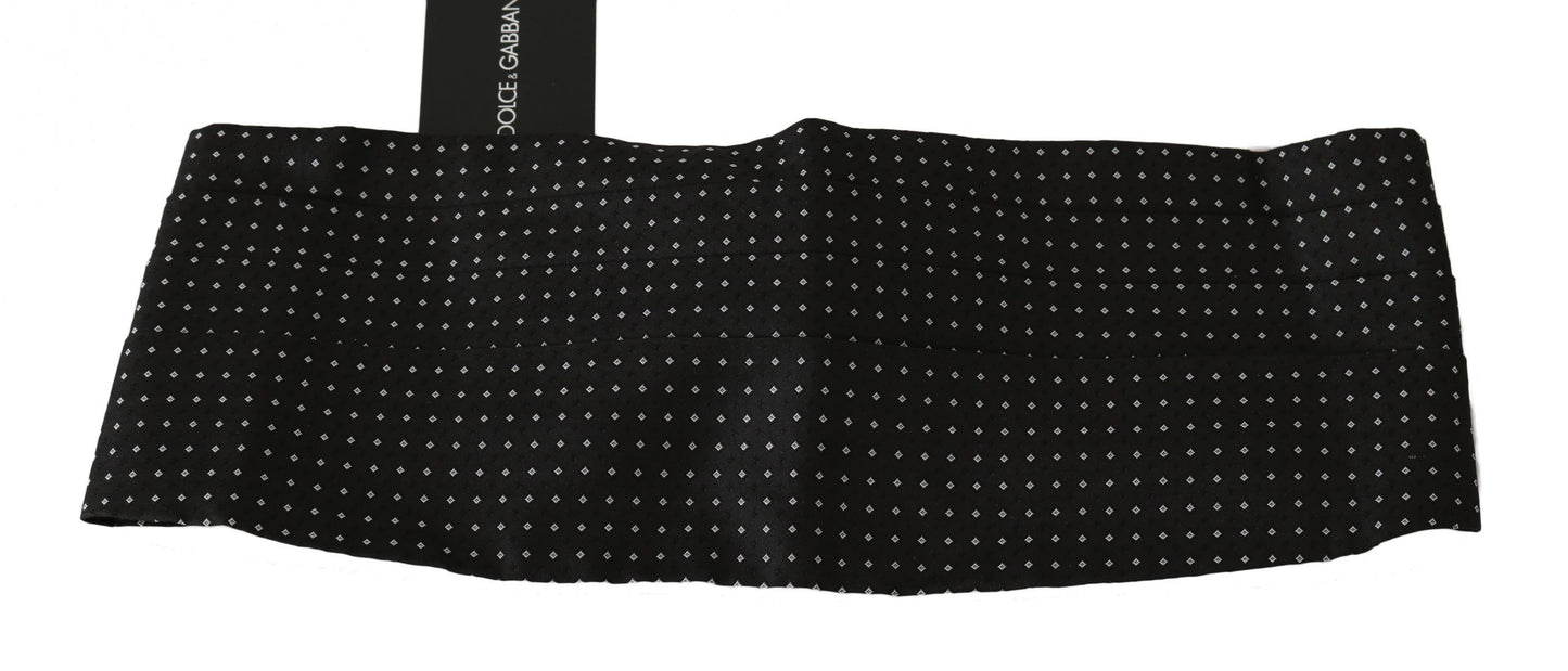 Dolce & Gabbana Élégante ceinture de smoking en soie noire à pois