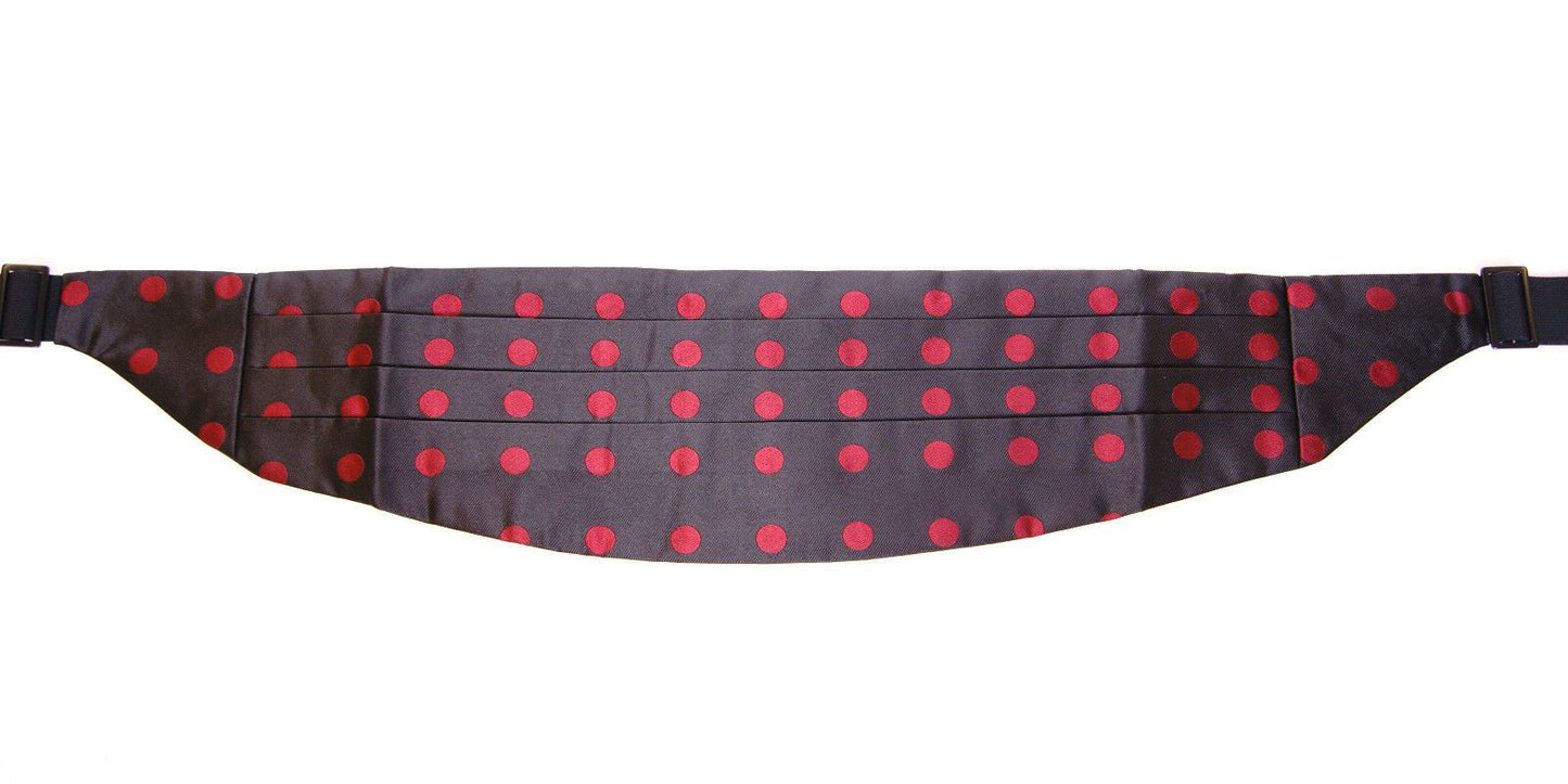 Dolce & Gabbana - Ceinture de smoking en soie noire à pois rouges