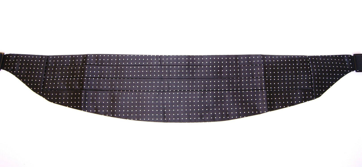 Dolce & Gabbana Élégante ceinture de smoking en soie noire à pois