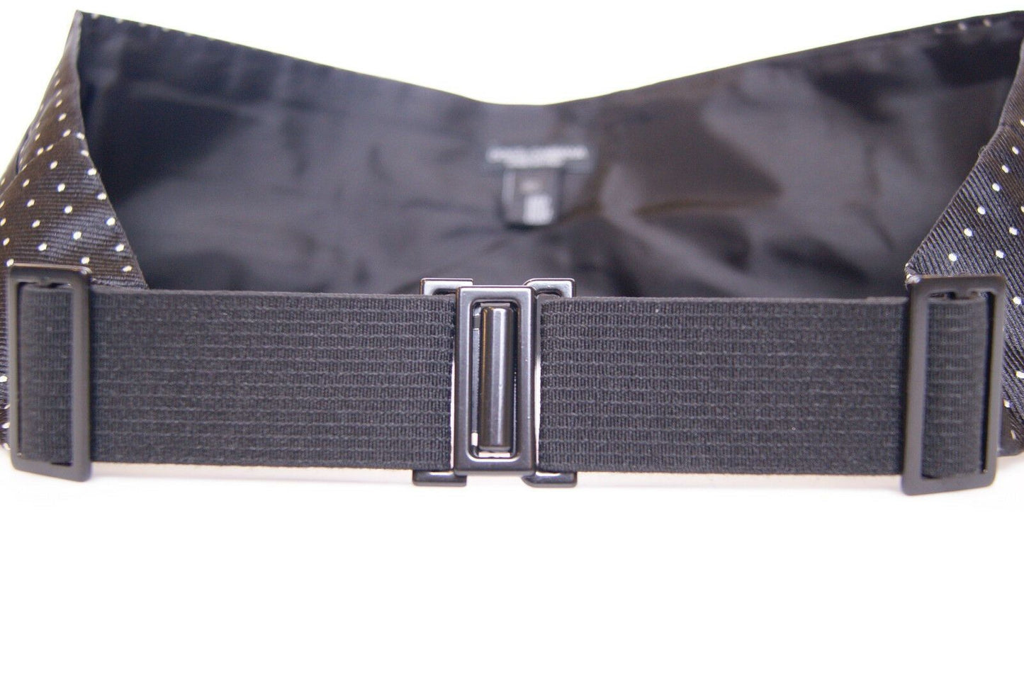 Dolce & Gabbana Élégante ceinture de smoking en soie noire à pois