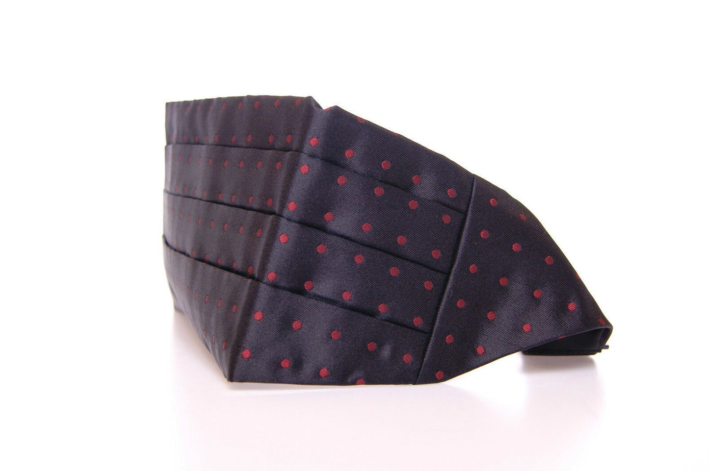 Dolce & Gabbana Élégante ceinture de smoking en soie noire à pois rouges