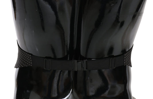 Dolce &amp; Gabbana Élégante ceinture de smoking en soie noire à pois
