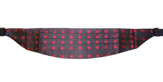 Dolce &amp; Gabbana - Ceinture de smoking en soie noire à pois rouges
