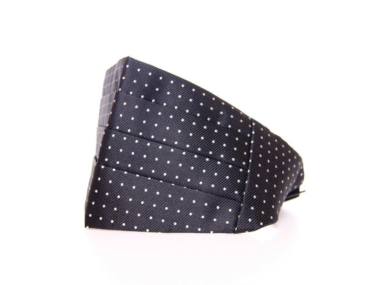 Dolce &amp; Gabbana Élégante ceinture de smoking en soie noire à pois
