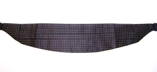 Dolce &amp; Gabbana Élégante ceinture de smoking en soie noire à pois