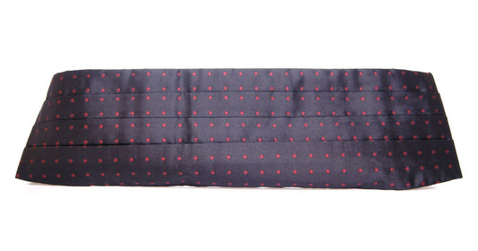 Dolce &amp; Gabbana Élégante ceinture de smoking en soie noire à pois rouges