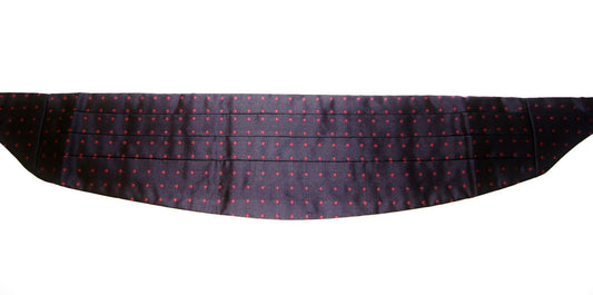 Dolce &amp; Gabbana Élégante ceinture de smoking en soie noire à pois rouges